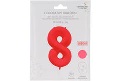 Foil Balloon Number 8 - Neon Red - 86 cm