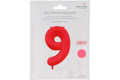 Foil Balloon Number 9 - Neon Red - 86 cm