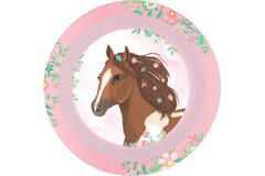 4 Plates Beautiful Horses Plastic Reusable  21,2 cm