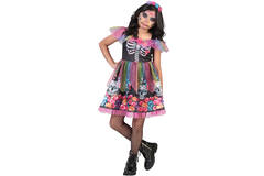 Child Costume Day of the Dead Girl Age 6 - 8 Years