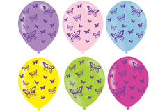 6 Latex Balloons Butterflies 27.5 cm / 11"