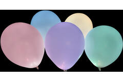 5 Latex Balloons LED White with Multi-Coloured LED Lights 27.5 cm / 11"