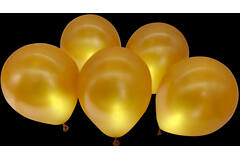 5 Latex Balloons LED Gold 27.5 cm / 11"