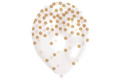 6 Latex Balloons Confetti Gold 27.5 cm / 11"