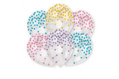 6 Latex Balloons Confetti Pastel assorted 27.5 cm / 11"