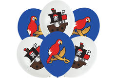 6 Latex Balloons Pirates Map 27cm/11", 4C print