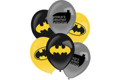 6 Latex Balloons Batman 27.5 cm / 11"