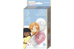 4 latex balloons 36 cm with unicorn stickers and balloon holders