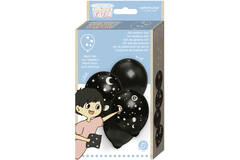 4 latex balloons 36 cm black with glow-in-the-dark stickers and balloon holders