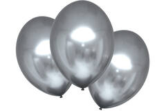 6 Latex Balloons Satin Luxe Platinum 27.5cm/11"