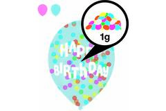 6 Latex Balloons Droplets Happy Birthday 1C Confetti Filled assorted Paper 27.5 cm / 11"
