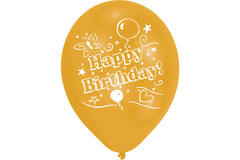 8 Latex Balloons Happy Birthday 2-Sided 25.4 cm / 10"