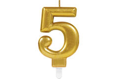 Number Candle 5 Starlight Birthday Gold Height 9.3 cm