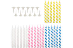 24 Spiral Candles with 12 Holders 4-Colour Assorted Height 6.3 cm