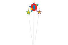 Numeral Candle 0 with 2 Star Candles Height 12.2/13.5 cm