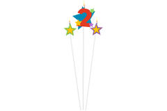 Numeral Candle 2 with 2 Star Candles Height 12.2/13.5 cm