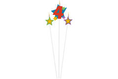 Numeral Candle 4 with 2 Star Candles Height 12.2/13.5 cm