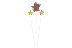 Numeral Candle 5 with 2 Star Candles Height 12.2/13.5 cm