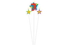 Numeral Candle 7 with 2 Star Candles Height 12.2/13.5 cm