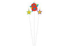 Numeral Candle 8 with 2 Star Candles Height 12.2/13.5 cm