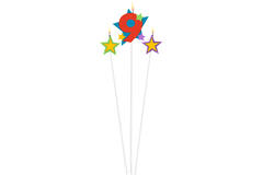 Numeral Candle 9 with 2 Star Candles Height 12.2/13.5 cm