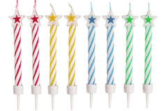 8 Spiral Candles with Star Assorted Height 6.3 cm