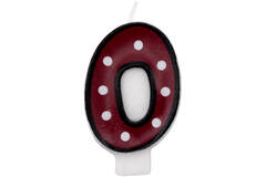 Numeral Candle 0 Dots & Black Border Height 7.6 cm