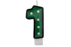 Numeral Candle 1 Dots & Black Border Height 7.6 cm
