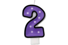 Numeral Candle 2 Dots & Black Border Height 7.6 cm