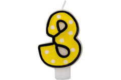 Numeral Candle 3 Dots & Black Border Height 7.6 cm