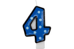 Numeral Candle 4 Dots & Black Border Height 7.6 cm