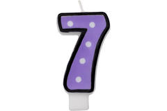 Numeral Candle 7 Dots & Black Border Height 7.6 cm