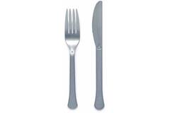 Cutlery Plastic Graphite 24 Pieces