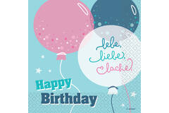 16 napkins "Happy Birthday - lebe, liebe, lache" 33cm x 33cm