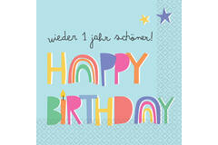 16 napkins "Happy Birthday - wieder 1 Jahr schöner" 33cm x 33cm