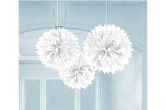 3 Fluffy Decorations Frosty White Paper 40.6 cm