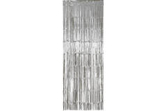 Door Curtain Silver Metallic Plastic 243 x 91.4 cm