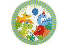 8 Plates Dino Jungle Round Paper 23 cm