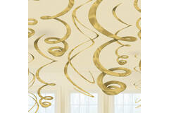 12 Swirl Decorations Gold Foil 55.8 cm
