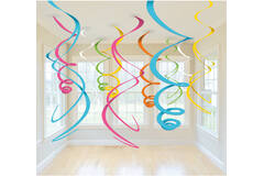 12 Swirl Decorations Multicolour Foil 55.8 cm