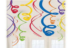 12 Swirl Decorations Rainbow Foil 55.8 cm