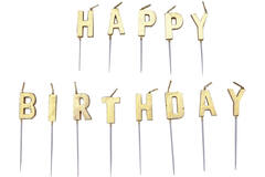 13 Letter Candles Happy Birthday Gold Height 6 / 7.7 cm