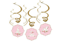 6 Swirl Decorations Princess for a Day Foil / Paper 45 cm / 80 cm