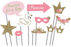 Photo Booth Kit Princess for a Day Paper / Plastic 10 Pieces