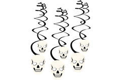 6 Swirl Decorations Skulls Paper Length 60 cm