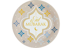 8 Plates Eid Ramadan Round Paper 23 cm