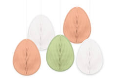 5 Honeycomb Decorations Easter Eggs Paper 11.5 x 15 cm