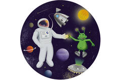 8 Plates Space Party Round Paper 23 cm