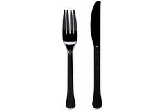 Cutlery Plastic Charcoal 24 Pieces