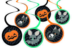 6 Swirl Decorations Cats & Bats Paper 60 cm